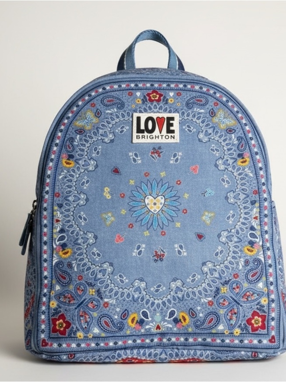 NWT Brighton Bandana Love‎ Backpack Purse Britney Drumheller Blue Paisley Heart